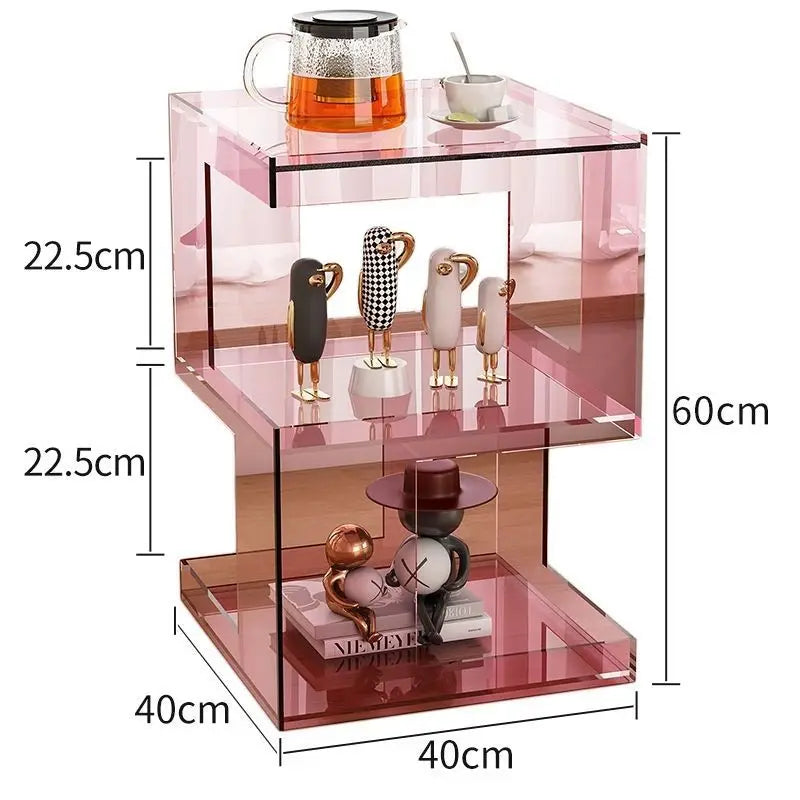 Acrylic Transparent Storage Rack, Simple Bedroom Rack, Bedside Table, Coffee Table