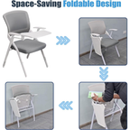 Modern folding office chair with armrests, ergonomic desk chair, metal office chair, space-saving study chair for home office, bedroom and workspace
