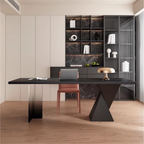 Modern oak and acrylic desk with built-in Smart Socket, wireless charging and power outlet, minimalist workspace desk for home office and bedroom