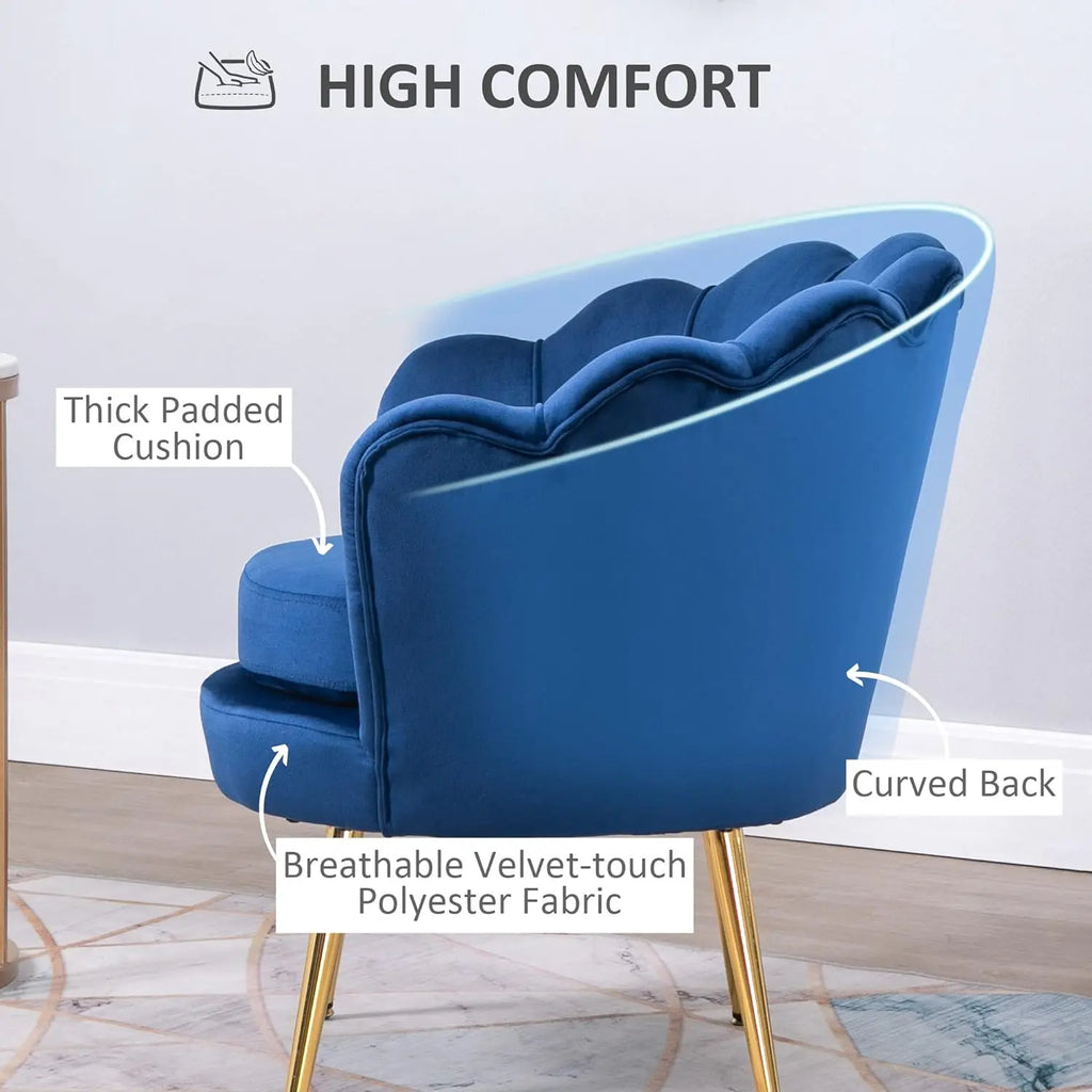 Formwell Modern Accent Chair, Velvet-Touch Fabric Leisure Club Chair with Gold Metal Legs for Bedroom Living Room
