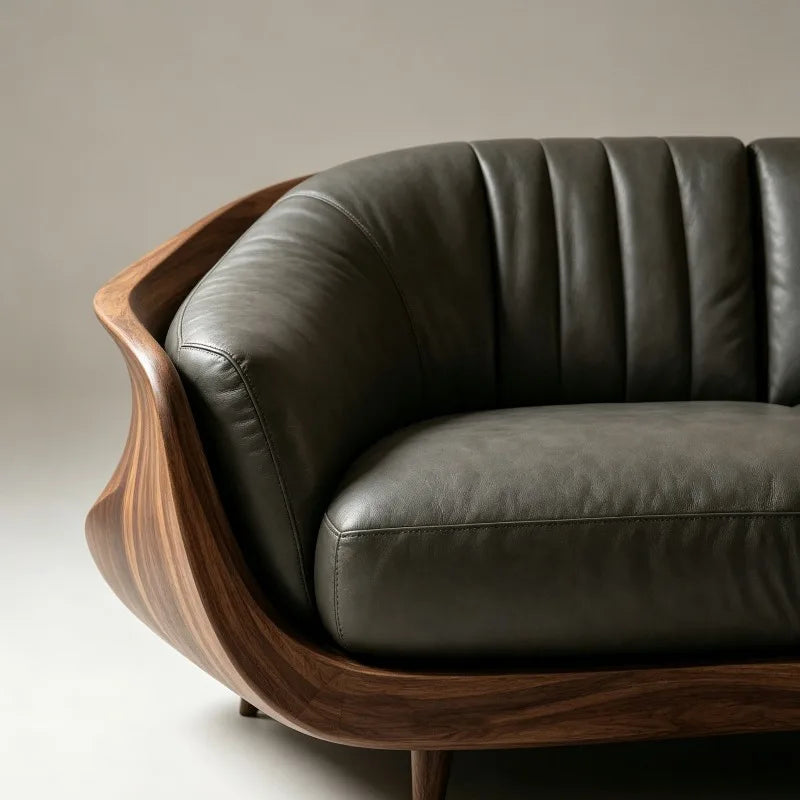 Grey Design New Chinese Style Solid Wood Living Room Sofas Armchairs Relax Sofa Living Room High-End Minimalist Home Furniture