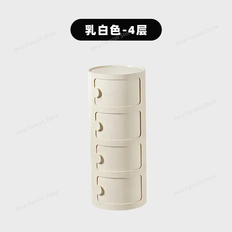 Nordic round Household Simple Creative Bedside Tables Bedroom Storage Cabinet Plastic Light Luxury Combination Small Cabinets