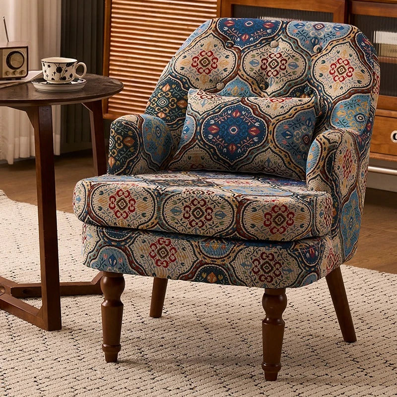 American Retro Sofa Chair Single Casual High-End Comfortable Armchair Ergonomic Balcony Sillas Para Salón Living Room Furniture
