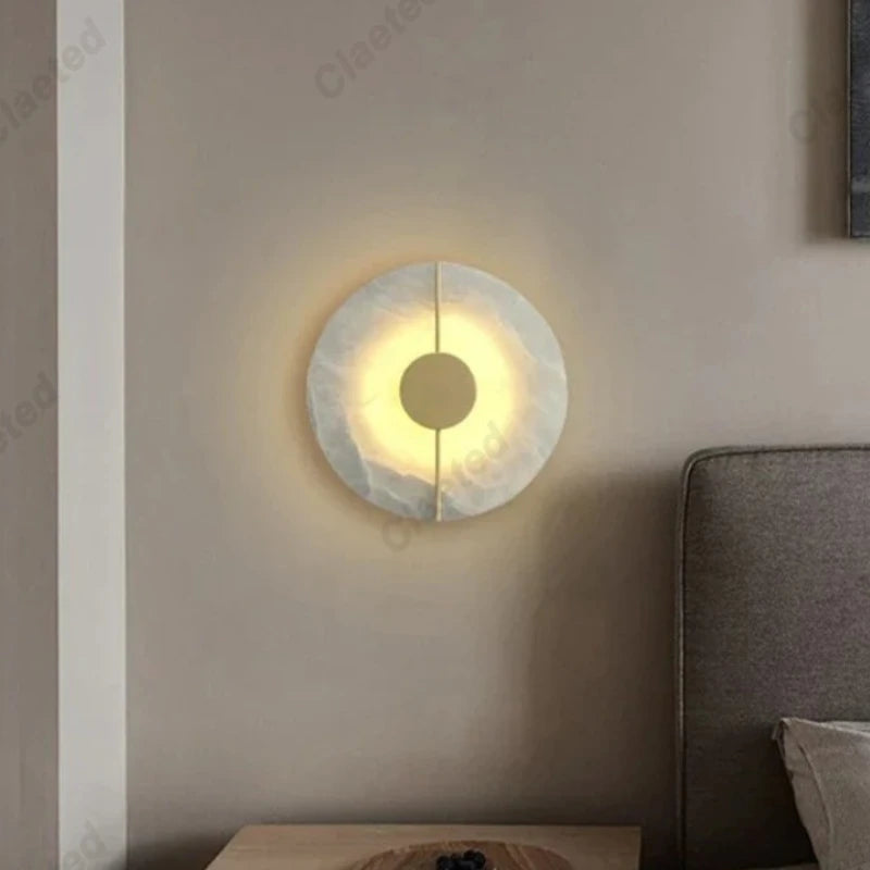 Modern round Wall Lamp Marble Stone Indoor Living Room Bedroom Bedside Kitchen Light Corridor Home Decoration Lighting