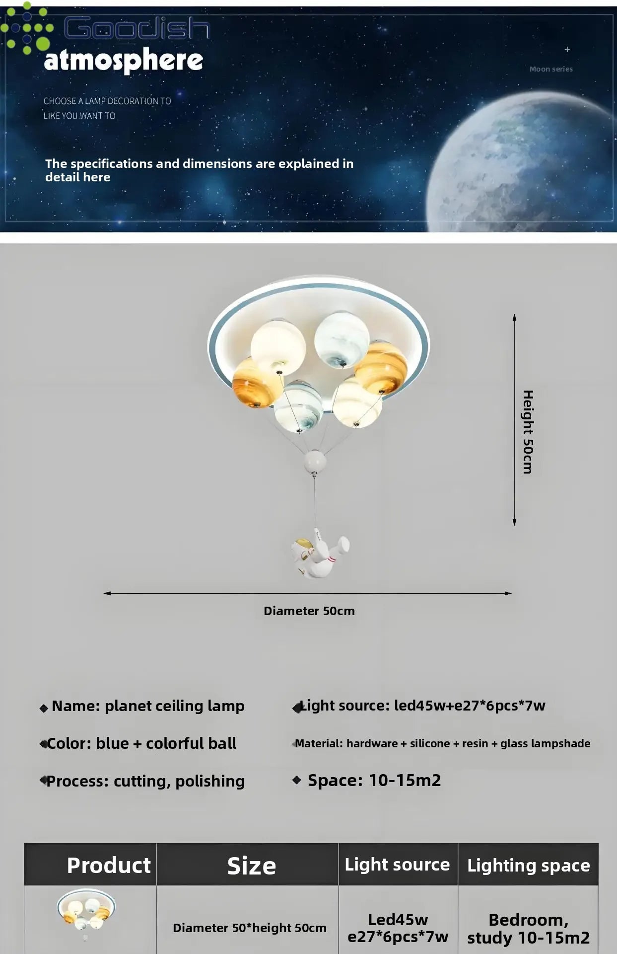 Modern Stylish Astronaut Planet Sky Led Home Ceiling Lights Art Creative Lamp for Chidren'S Bedroom Home Decoration Chandeliers