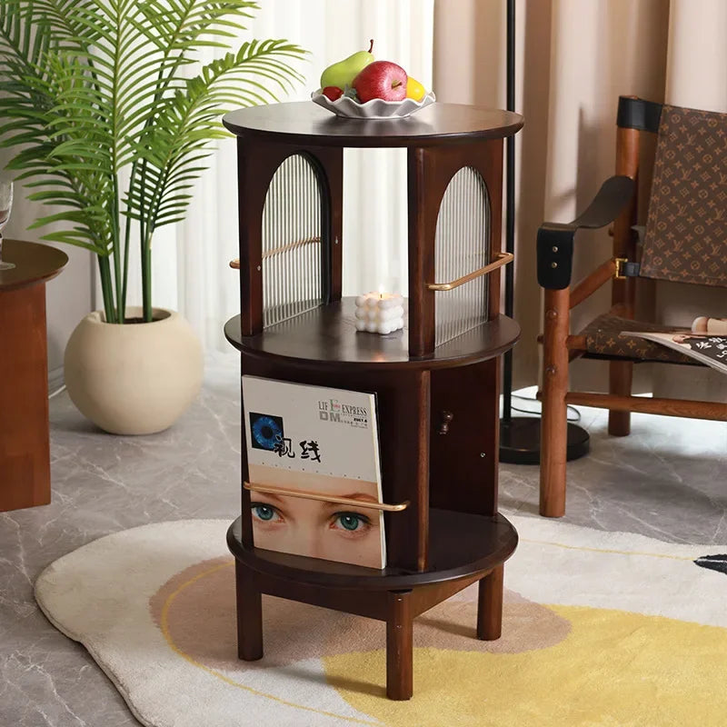 Simple Modern Creative Small Coffee Table Japanese Wood Bedside Table Rotating