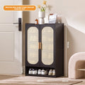 Multi Layer Bamboo Antique Style Shoe Cabinet, Rattan Breathable Shoe Cabinet, Living Room Kitchen Dining Room Storage Cabinet