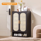Multi Layer Bamboo Antique Style Shoe Cabinet, Rattan Breathable Shoe Cabinet, Living Room Kitchen Dining Room Storage Cabinet