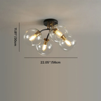 Dimensions of 4-light glass ceiling fixture with round shades