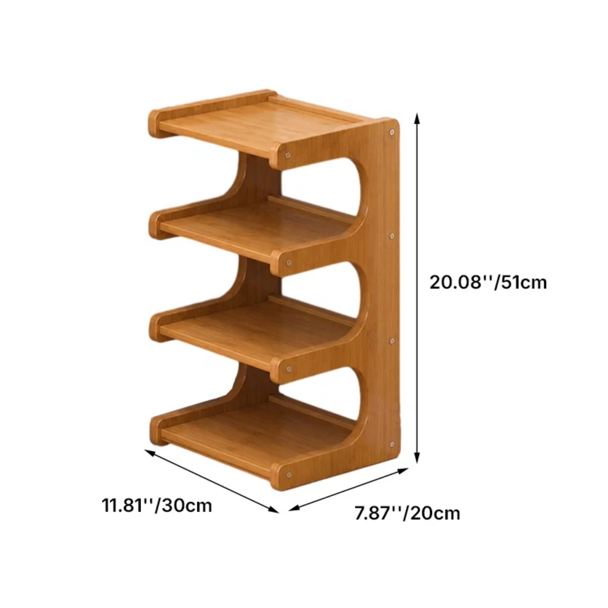 4-tier Nan Bamboo shoe rack measuring 30 x 20 x 51 cm