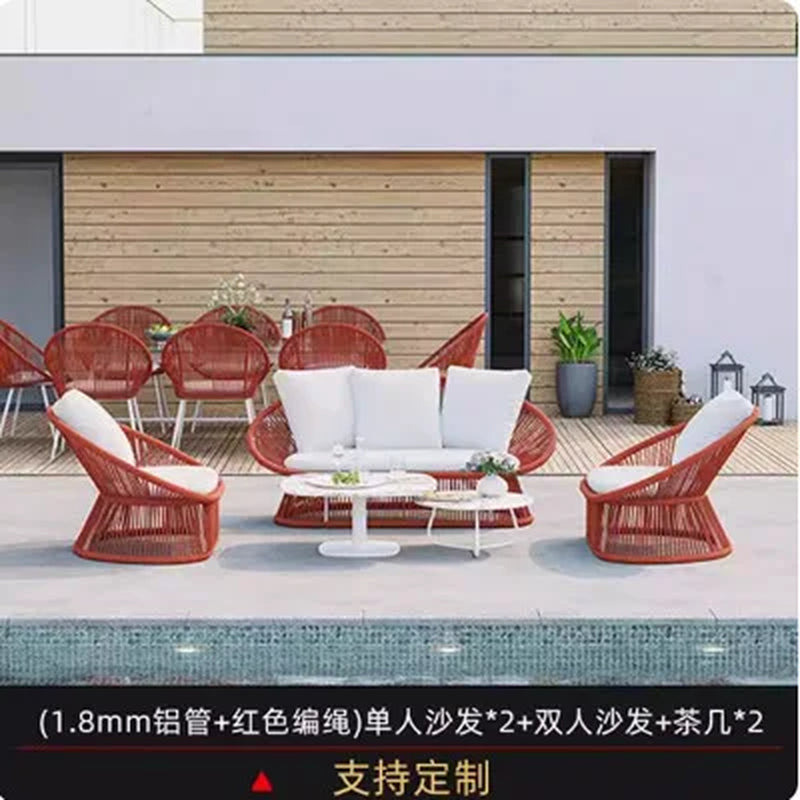 Outdoor Rattan Combination Courtyard Leisure Furniture Hotel Villa B & B Balcony Open-Air Outdoor Waterproof Rattan Chair Sofa
