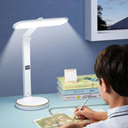 LED Clock Table Lamp USB Chargeable Dimmable Desk Lamp Plug-In LED Light Foldable Eye Protection Reading Night Light