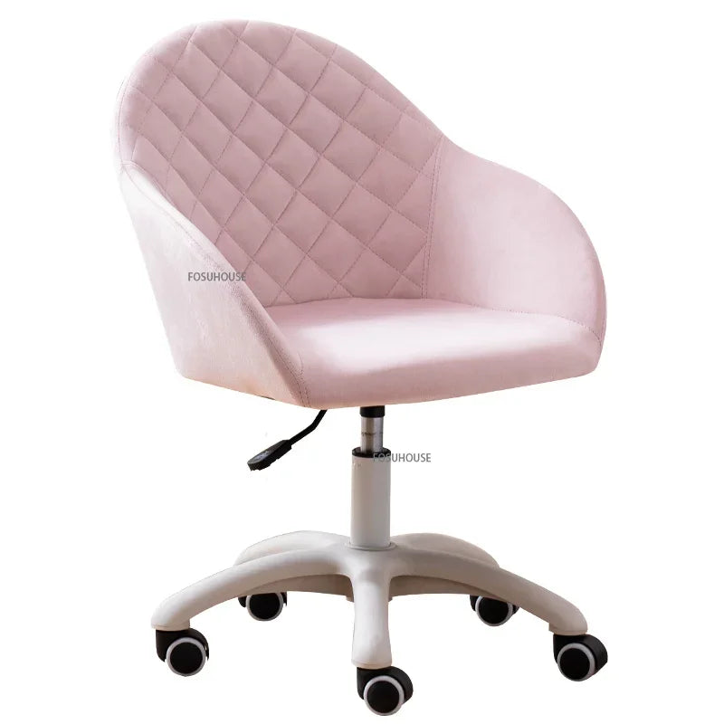 Nordic Furniture Velvet Office Chair for Office Student Study Lift Swivel Chair Home Comfortable Backrest Girl Pink Gaming Chair