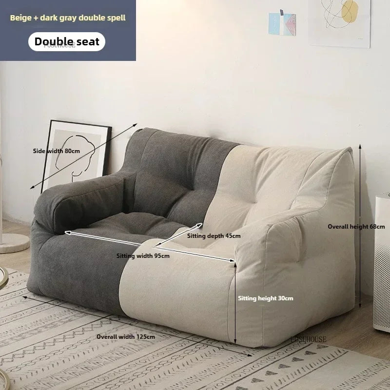 Ljylazy Linen Single Double Minimalist Sofa Leisure Bean Bag Chair Living Room Personality Puffs Sofa Creative Home Furniture