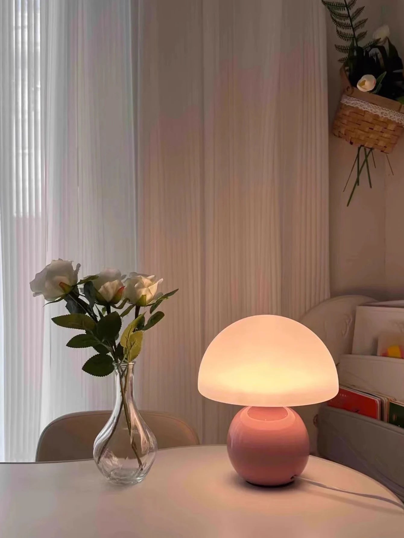 A Pink/Orange/Red/White/Beige USB Socket Decorative Table Lamp for Room Light Decorative Lamp, Night Light, Desk Light.