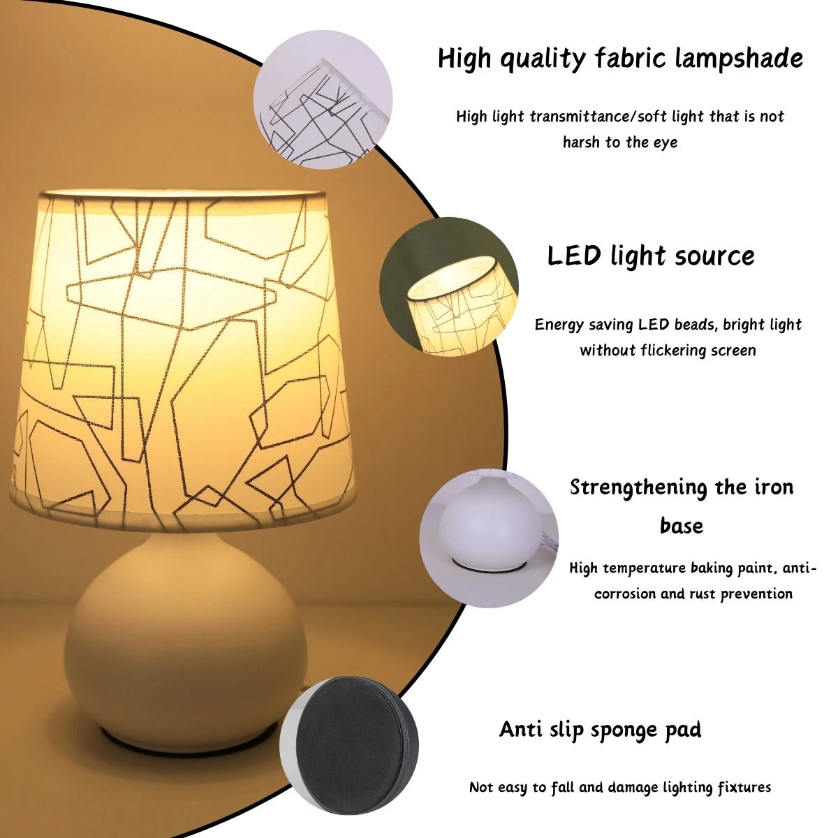 USB Bedroom Bedside Minimalist Creative Desk Lamp Equipped with Floral Fabric Lampshade Suitable for Readingbedroomliving Room