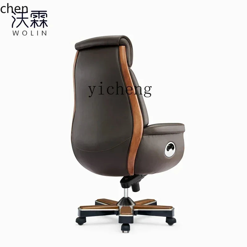HT Boss Office Leather Office Chair Computer Height Adjusting Light Luxury Swivel Chair Business Intelligence Executive Chair