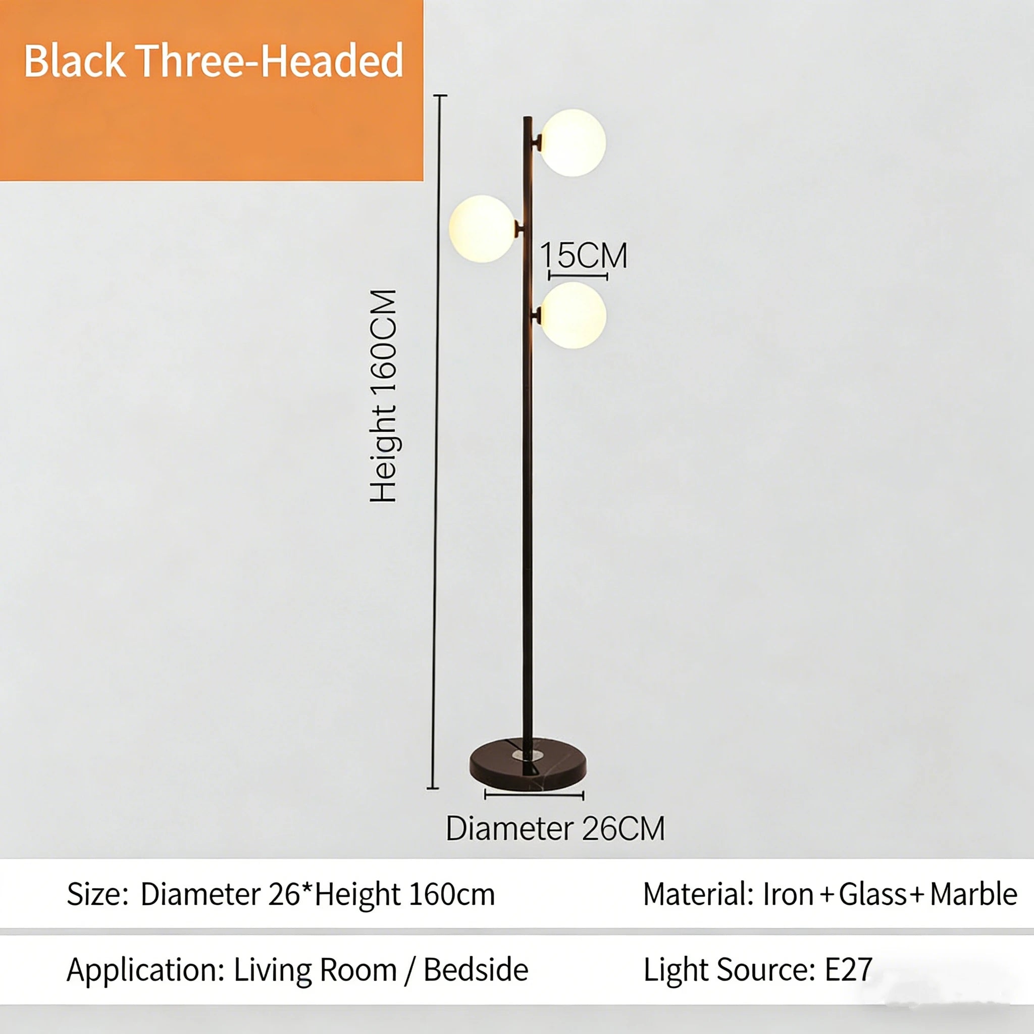 Glass Ball Luxury Floor Lamp Nordic Gold Black Floor Lamp Living Room Bedroom Sofa Modern Home Decor Marble Stand E27 Floor Lamp