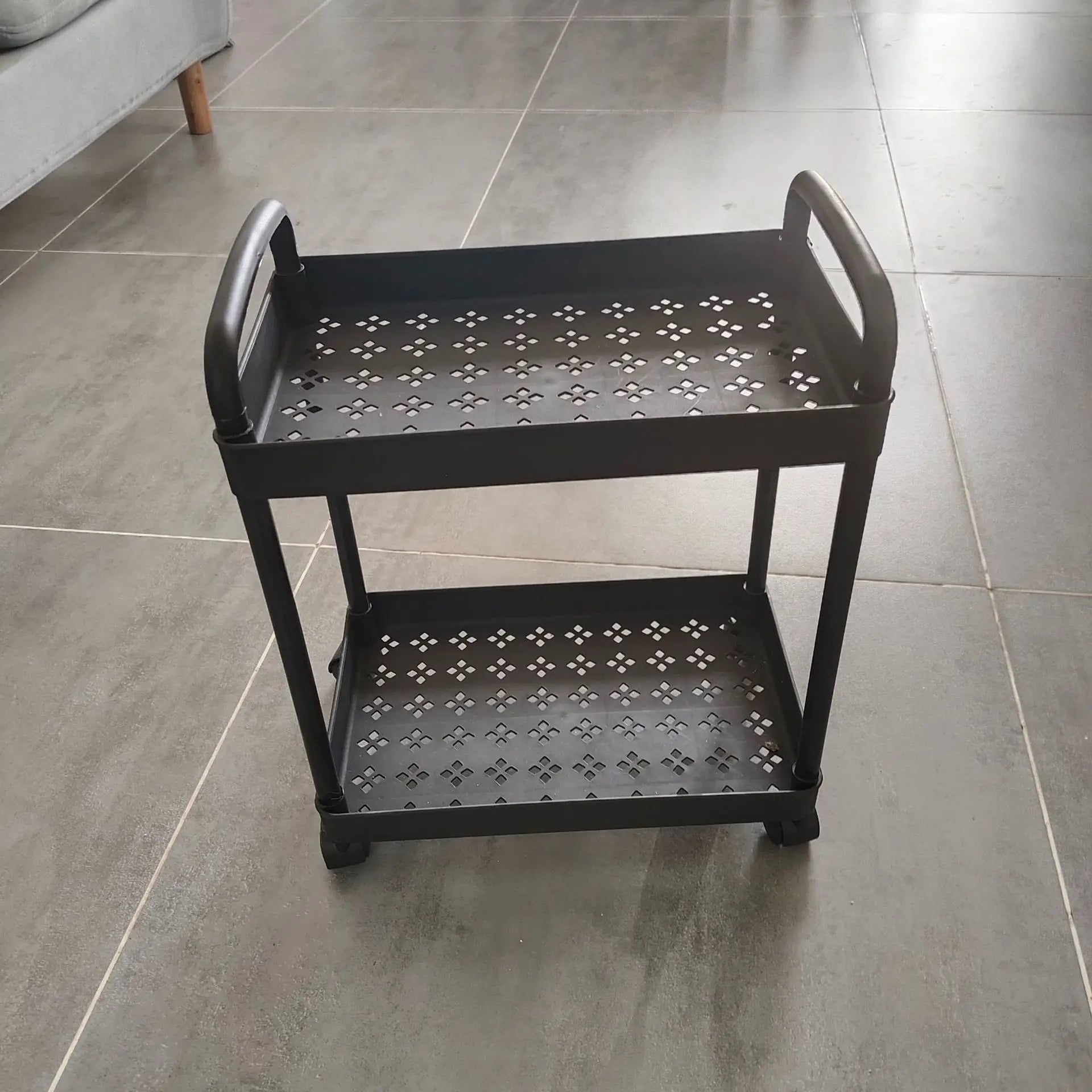 Four Wheel Rolling Storage Cart, Mobile Snack Box and Bathroom Organizer, Easy to Assemble Frame