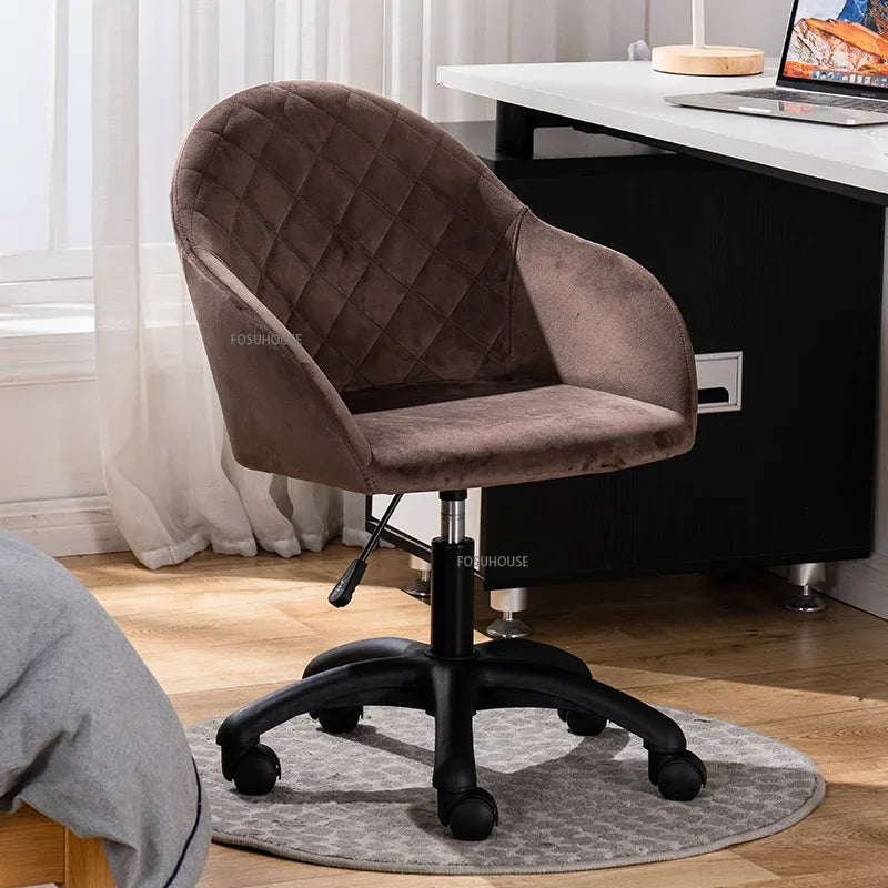 Nordic Furniture Velvet Office Chair for Office Student Study Lift Swivel Chair Home Comfortable Backrest Girl Pink Gaming Chair