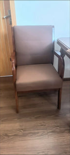 Solid Wood Armchair Upholstered Nappa Leather Rubberwood Frame High Density Foam Cushion Modern Comfy Chair for Home