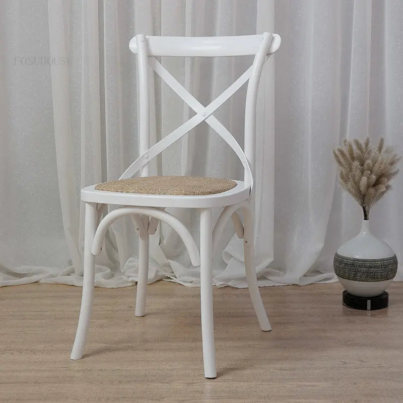 Nordic Retro Solid Wood Dining Chair Restaurant Furniture Simple Dining Chair American Homestay Casual Creative Back Chairs B R