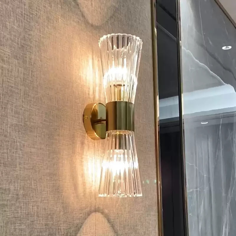 Modern Crystal Wall Lamp Golden Electroplated Metal Corridor Stair Aisle Decor Sconce for Bathroom Bedroom Parlor