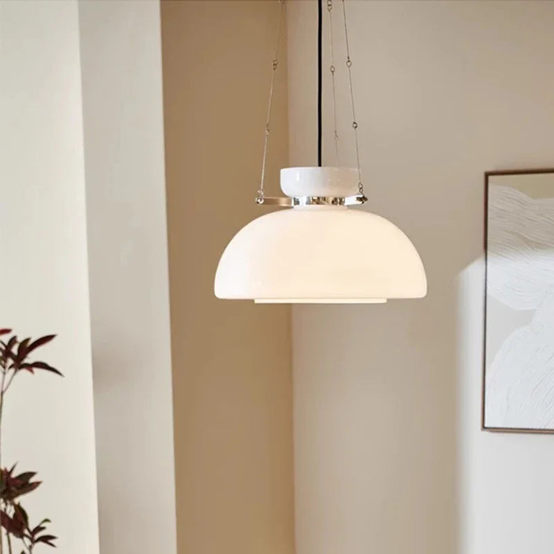 Modern Nordic White Simple Glass Pendant Lamp Living Room Restaurant Bedroom Bar Hanging Light Home Decoration Luster Chandelier