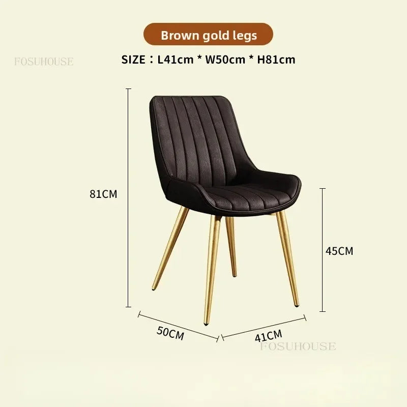 Modern Minimalist Backrest Dining Chairs Nordic Home Restaurant Furniture Light Luxury Leather Dressing Chair