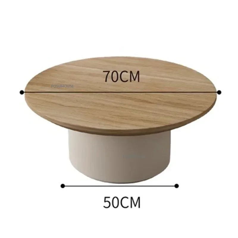 Nordic Solid Wood Coffee Table, Modern Designer Small Apartment Living Room Hotel Combination round Side Table, Minimalist
