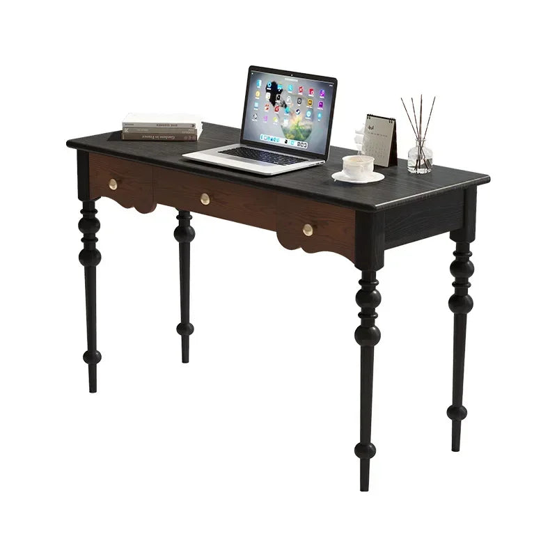 French Light Luxury Cream Style Solid Wood Desk Small Apartment Home Desk Designer High Sense American Retro