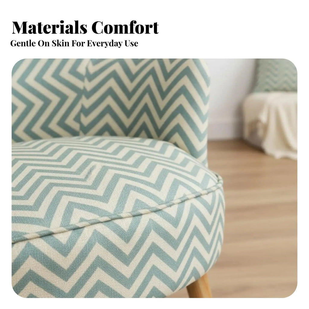 Plaid Upholstered Armchair Nordic Design Accent Chair Comfortable Seating Wooden Frame for Readers, Homeowners, Bedroom, Balcony