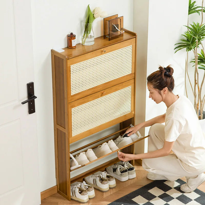 Ultra-Thin Shoe Cabinet, Tipping Bucket at the Door of the Home, Shoe Rack, Large-Capacity Entry Door, Simple Storage