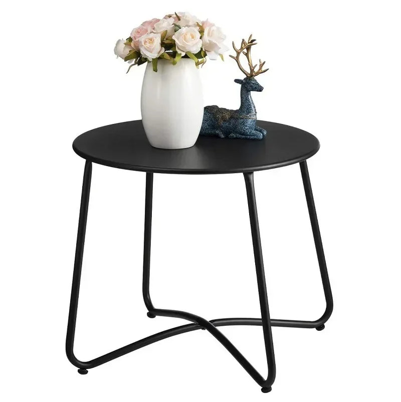 Anti-Rust Iron round Side Table - Suitable for Living Room Sofa, Bedroom Bedside & Outdoor Patio, Modern Design for Balcony & Ho