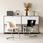 Modern Curved Dining Chair with PC Seat & Iron Frame, Minimalist Armless Chair