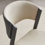 Modern Minimalist Dining Chair with Backrest, Black Metal Legs, Space-Saving Kitchen Chair