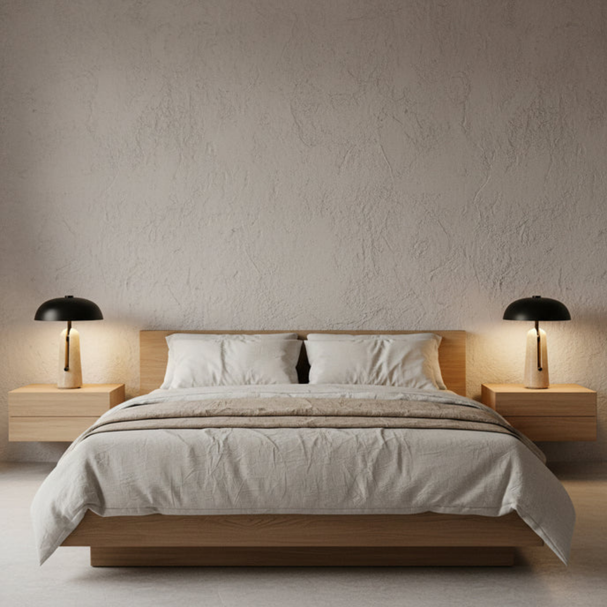 Japanese Mushroom Table Lamp with Travertine or Marble Base, Iron Shade