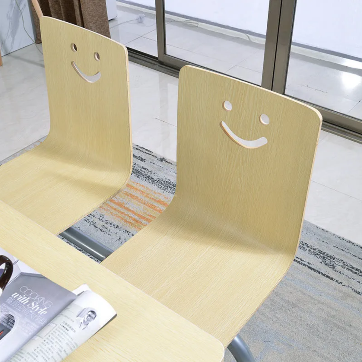 Modern Connected Dining Table and Chair Set, Commercial Restaurant & Café Furniture