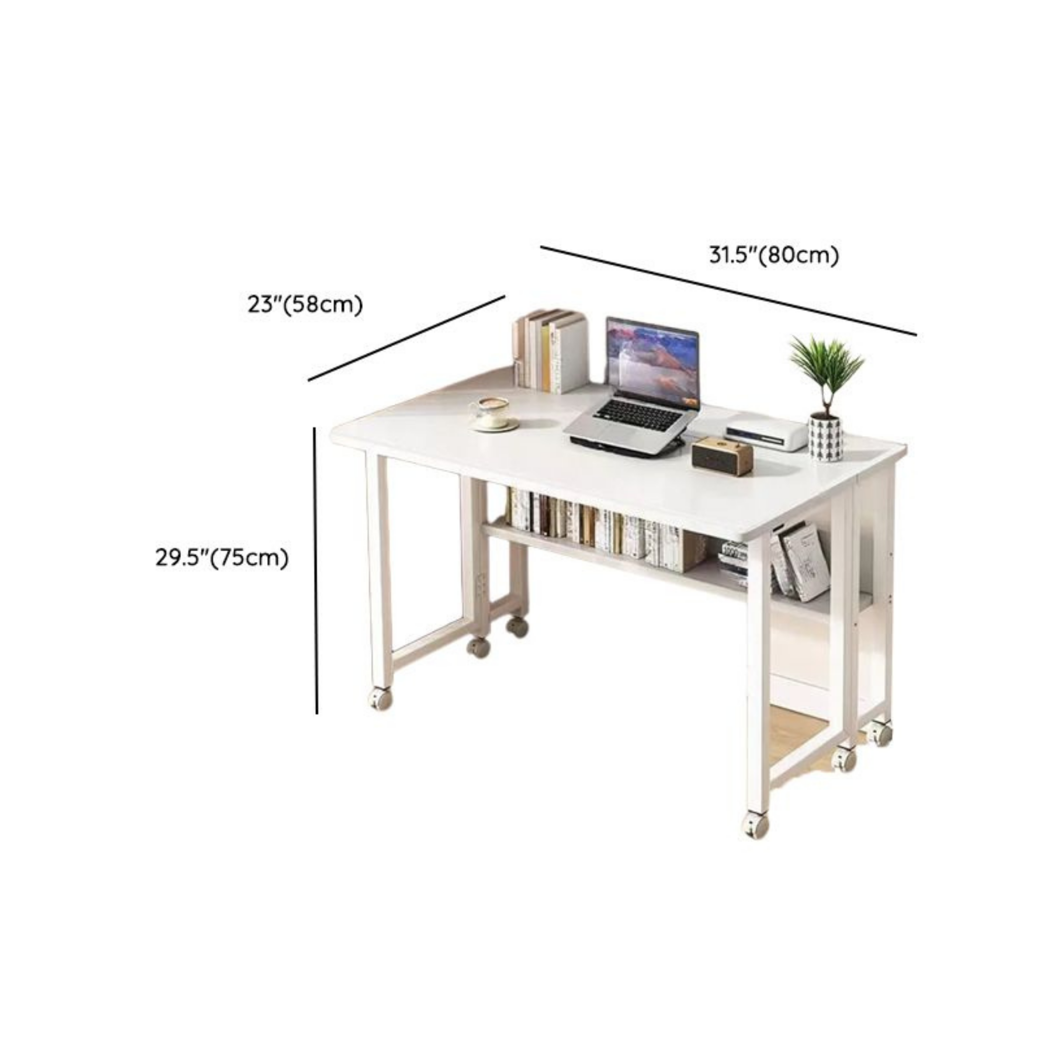 Modern Height Adjustable Folding Desk, Portable Mobile Computer Table