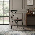 Industrial restaurant table and chairs set for cafe or bistro