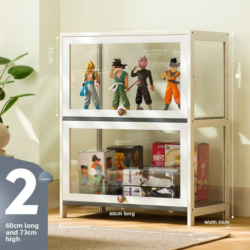 Figure Display Cabinet Imitation Glass Transparent Dust-Proof Display Cabinet Lego Toys Acrylic Storage Box Bookcase Shelf