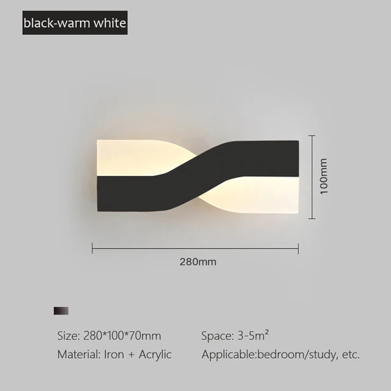 Nordic Simple LED Wall Lamp Modern Bedroom Bedside Adjustable Rotatable Lights Living Room Porch Wall Lamps Decor Lighting