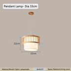 Nordic round Solid Wood Ceiling Lights Fabric Lampshade Living Room Bedroom Ceiling Lamp for Restaurant Study Homestay Indoor