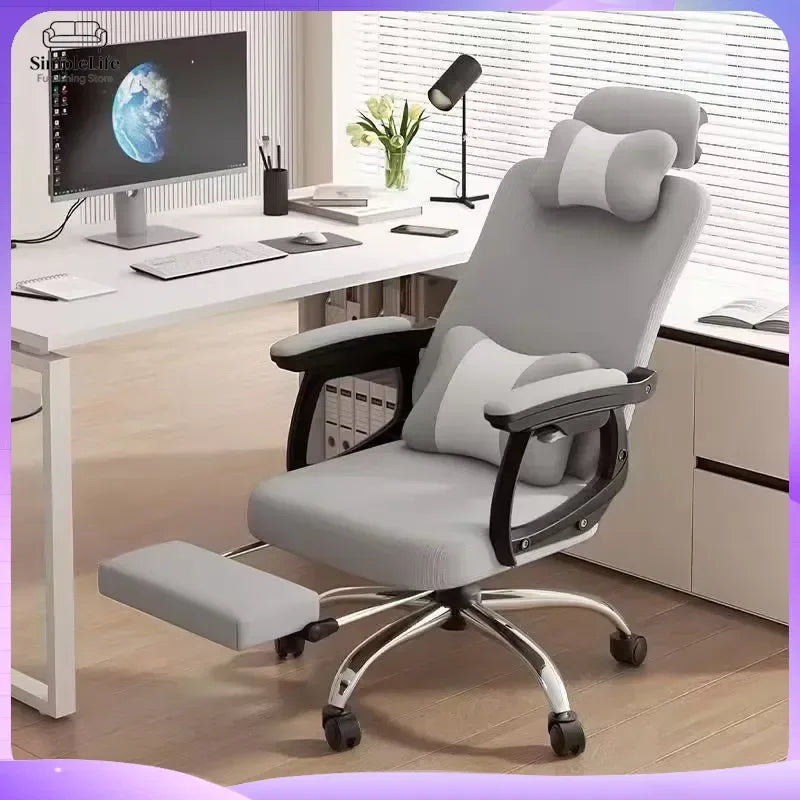 Ergonomic Office Chair with Lumbar Support Adjustable Height and Armrests Breathable Mesh Back Fabric Seat for Home Office