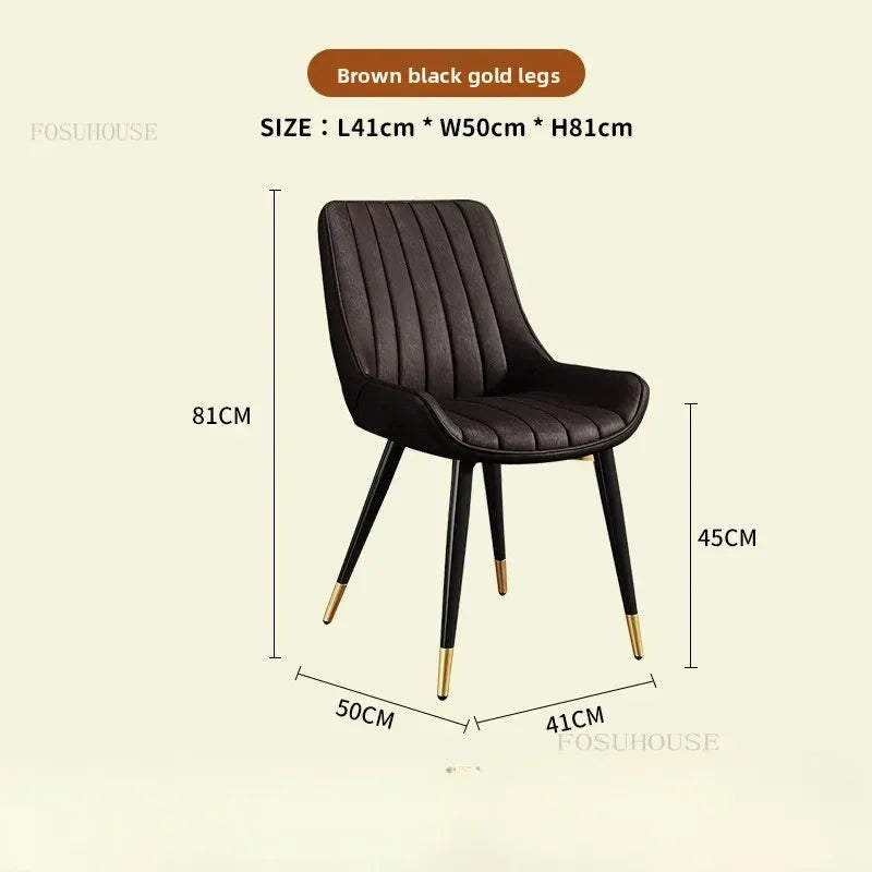 Modern Minimalist Backrest Dining Chairs Nordic Home Restaurant Furniture Light Luxury Leather Dressing Chair