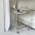 Acrylic 2-Tier Rolling Side Table, Mobile Storage Cart for Couch, Small Space-Saving Coffee Table with Wheels, Clear for Home