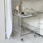 Acrylic 2-Tier Rolling Side Table, Mobile Storage Cart for Couch, Small Space-Saving Coffee Table with Wheels, Clear for Home