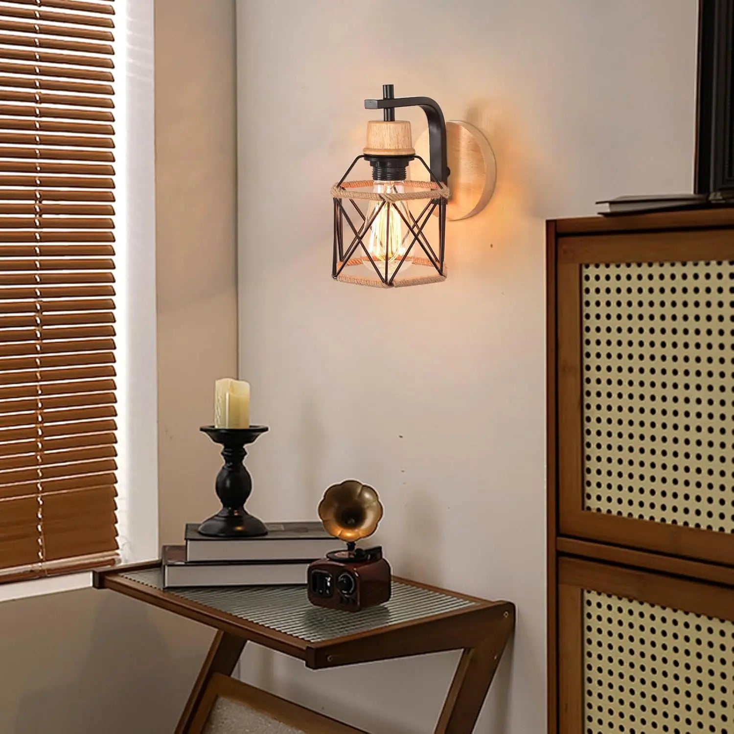 Vintage Retro Wood Wall Lamp Sconce Modern Wall Lights E27 LED Industrial Decor Indoor Lighting Bedside Lamp Dining Room Bedroom