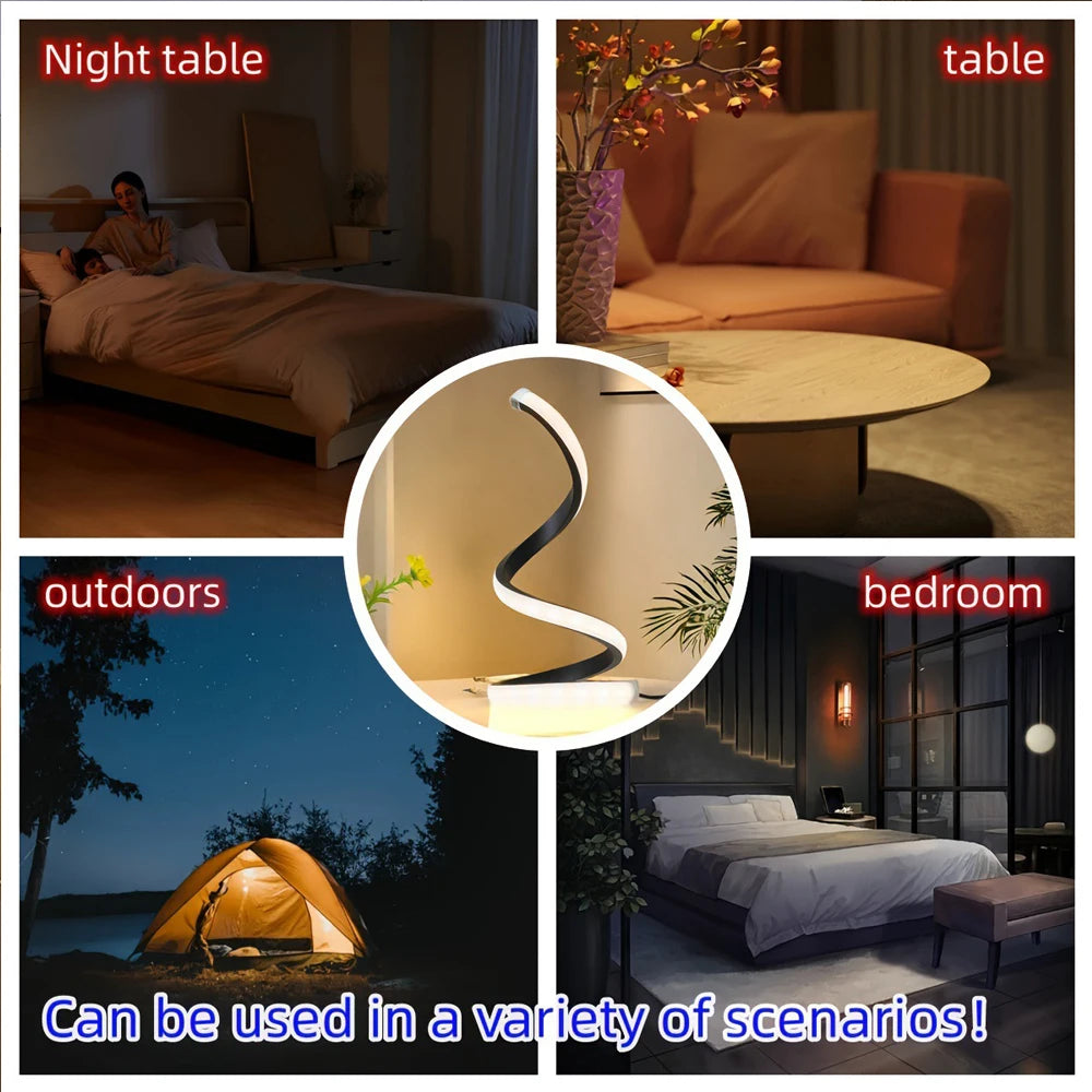 Simple Spiral External Emitting Bright Desktop Desk Lamp Table Lamps USB 3 Color for Living Room Bedroom Led Night Light Lamp