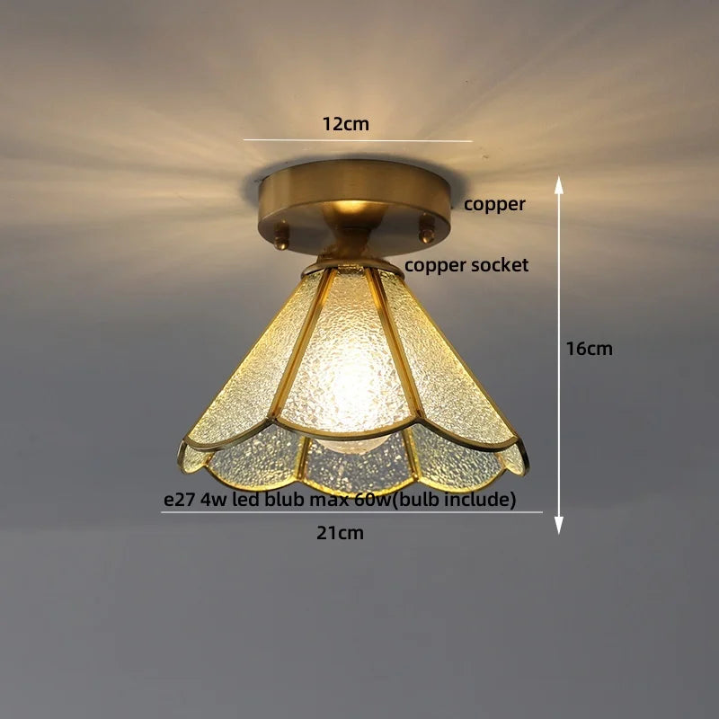Flush Mount LED Ceiling Light Fixture Bathroom Kitchen Bedroom White Peace Dove Copper Tiffany Glass Plafond Lamp Lamparas